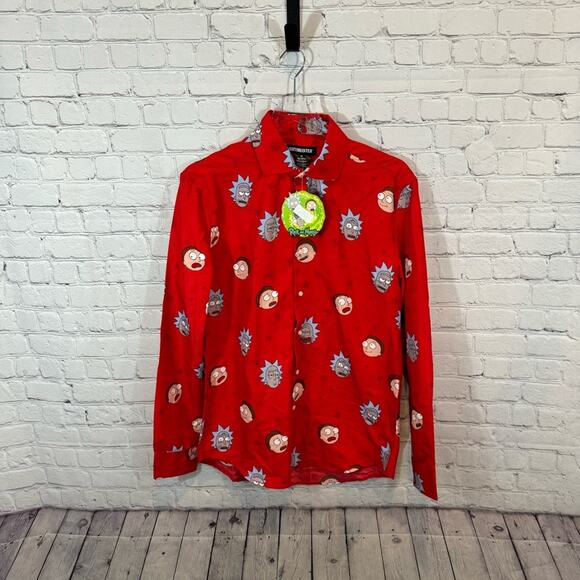 Suitmeister Rick + Morty Men’s Holiday Button Down Shirt - Picture 1 of 4